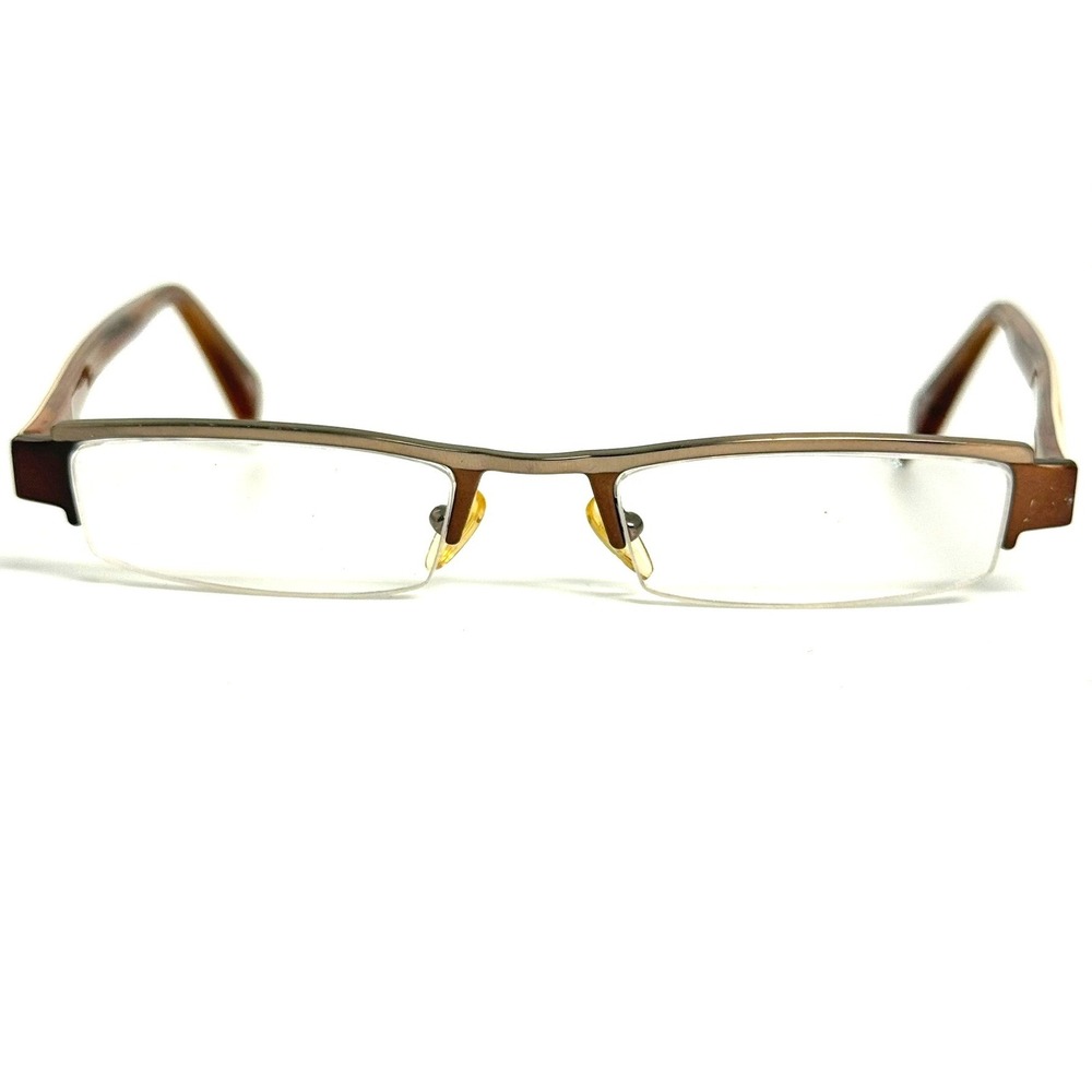 MOD 2200 Rectangular Semi Rimless Eyeglass Frames Bronze Amber 48-19-140